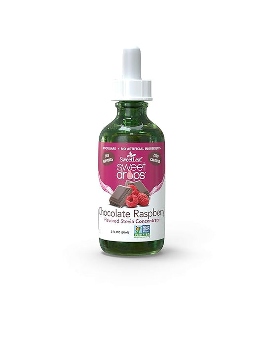 SweetLeaf Sweet Drops Chocolate Raspberry Liquid Stevia Sweetener - Chocolate Stevia Drops, Zero Calories, Zero Sugar, Non-GMO, Gluten-Free, Keto Friendly, Chocolate Flavor Stevia - 2 Fl Oz