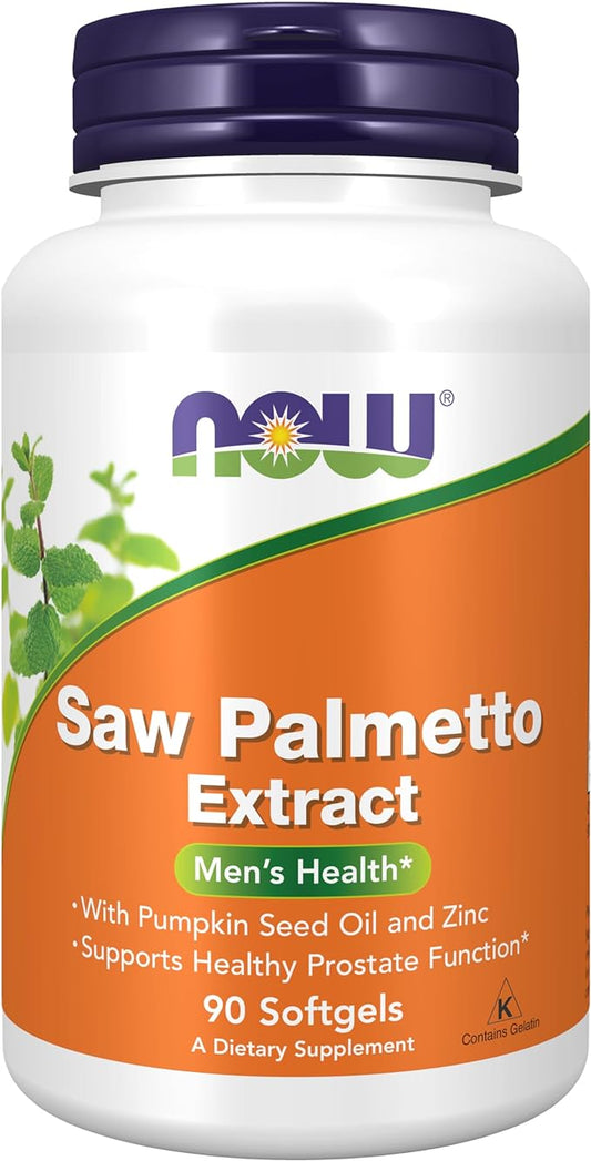 NOW Supplements, Saw Palmetto Extract with Pumpkin Seed Oil and Zinc, Men's Health*, 90 Softgels