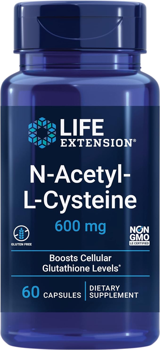 Life Extension Optimized Resveratrol Elite with 60 Vegetarian Capsules and N-Acetyl-L-Cysteine Immune & Respiratory Support with 60 Capsules