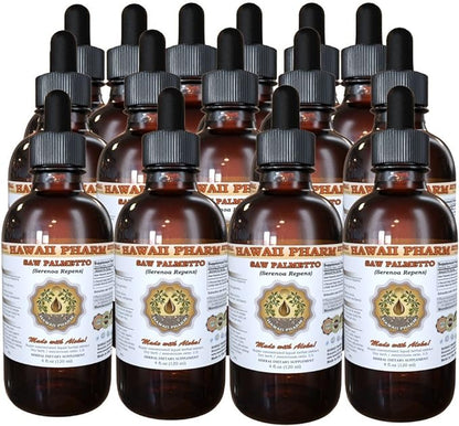 Hawaii Pharm Saw Palmetto Liquid Extract, Organic Saw Palmetto (Serenoa Repens) Tincture, Herbal Supplement, Made in USA, 15x4 fl.oz