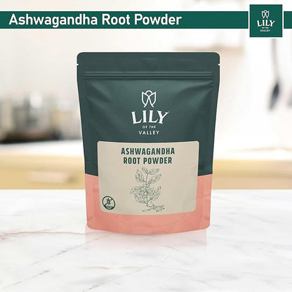 LILY OF THE VALLEY Ashwagandha Root Powder - Withania Somnifera - Sourced from India - No Filler No Additives - Indian Ginseng - Vegan & Gluten Free - Packed in Resealable Pouch (8oz, 226g)