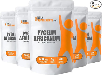 BulkSupplements.com Pygeum Africanum Extract Powder - from Pygeum Bark, Pygeum Supplement - Pygeum Powder, Gluten Free - 5000mg per Serving, 5kg (11 lbs) (Pack of 5)