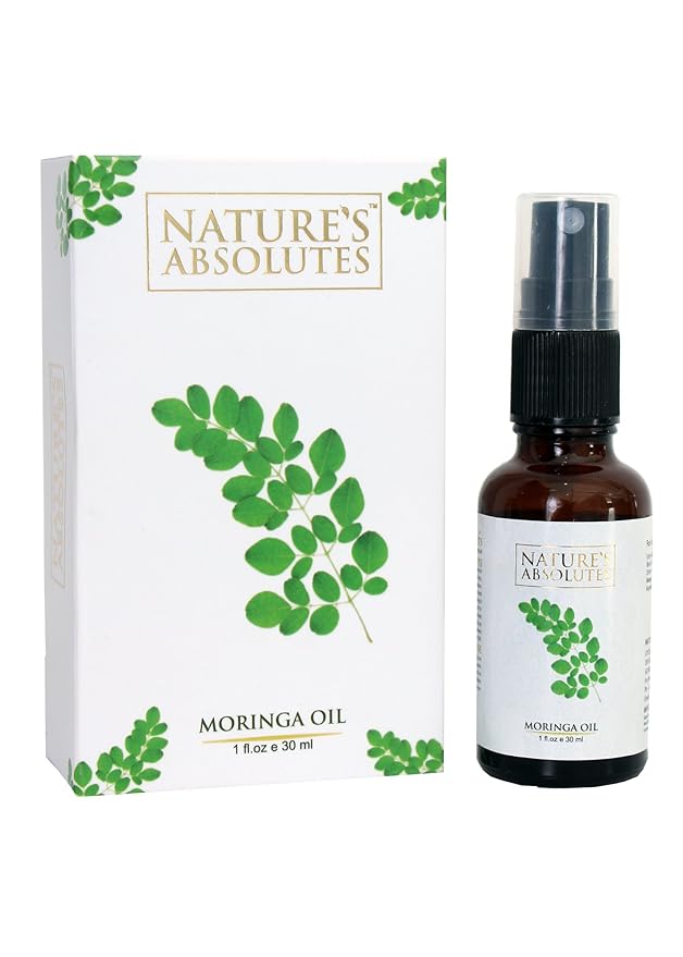 Pure Indian Moringa Oil from Nature's Absolutes - Organic, Cold Pressed - for Hair and Skin (1 fl Oz/30 ml)