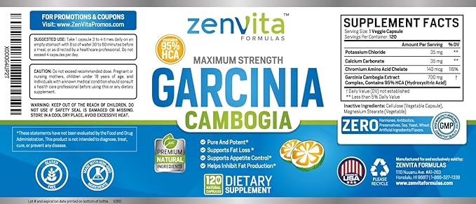 100% Pure Garcinia Cambogia Extract with 95% HCA - 120 Capsules - 2100 mg, Non-GMO & Gluten Free, Highest Potency, Maximum Strength Garcinia Cambogia