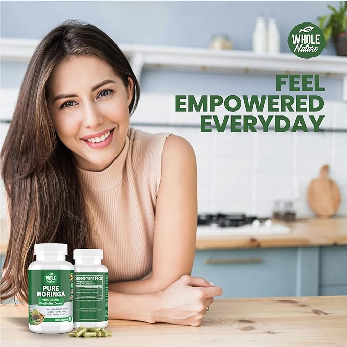 Moringa Capsules, 800mg Organic Moringa Oleifera Leaves Powder Superfood Greens Pure Moringa Pills is A Vegan, Non-GMO Energy Booster and Immune Support Supplement. (3)