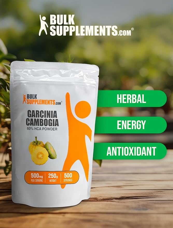 BulkSupplements.com Garcinia Cambogia Extract Powder - 60% HCA, from Garcinia Cambogia Fruit, Garcinia Cambogia Powder - Gluten Free, 500mg per Serving, 250g (8.8 oz) (Pack of 1)