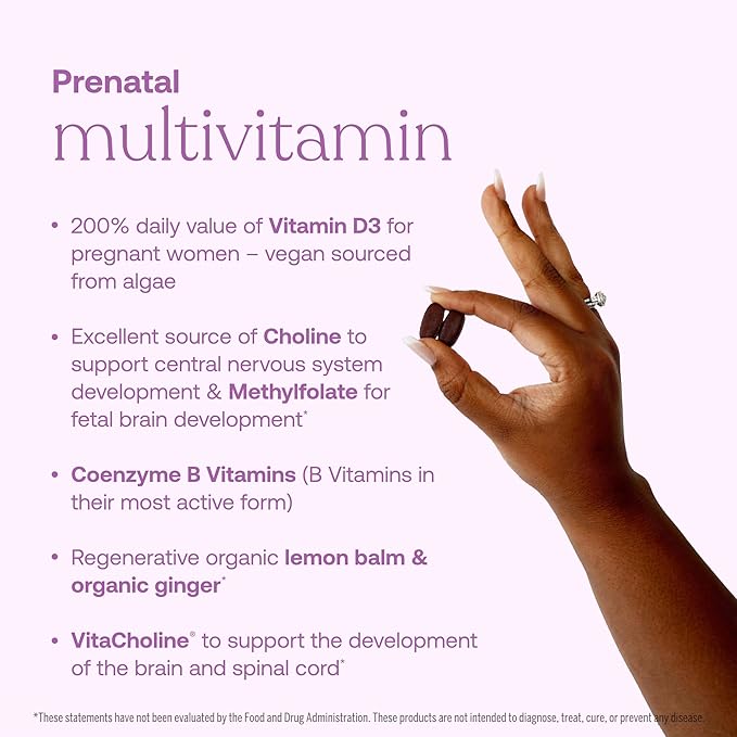 True Grace Prenatal Multivitamin - 60 Vegan Tablets - Supports a Healthy Mom & Baby with Methylfolate & Choline for Fetal Brain Development - Gluten Free, Soy Free - 30 Servings