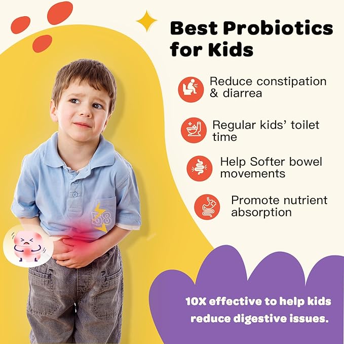 Kids Probiotic Chewables for Digestive Health with 5 Billion CFUs, Prebiotics and Probiotics for Kids for Gut Health, Immune Support, Nutrient Absorb, Vitamin C, Zinc, 75 Servings, Strawberry Flavor