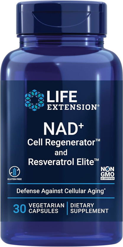 Life Extension NIAGEN NAD+ Cell Regenerator, Resveratrol Elite, Quercetin & Fisetin Longevity Supplement Bundle, 60 Capsules