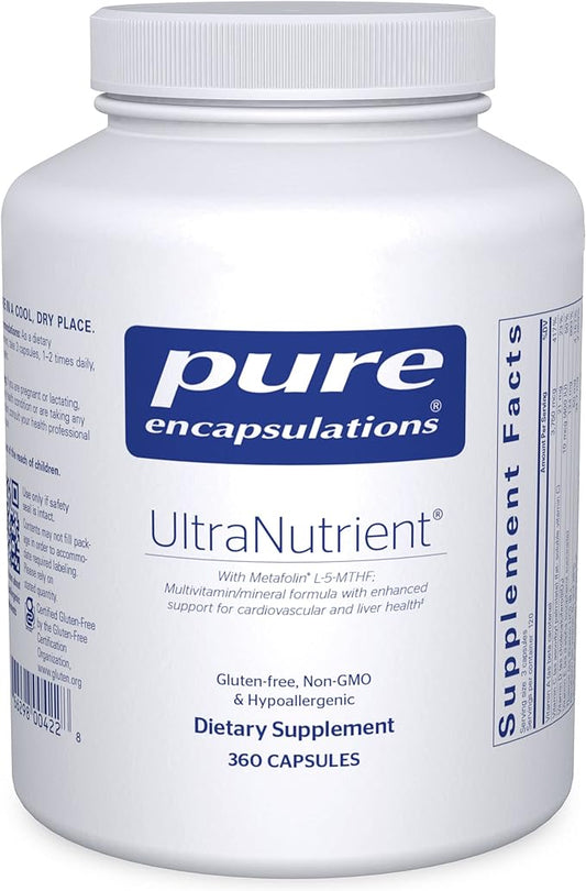 Pure Encapsulations UltraNutrient - Minerals & Multivitamins - Supports Liver & Heart Health* - Supplement for Antioxidants - with Vitamin C, CoQ10 & More - Gluten Free - 360 Capsules