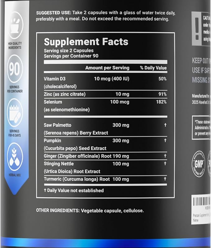 Prostate Supplement for Men 180 Caps with Saw Palmetto, Pumpkin Seeds Extract, Stinging Nettle. B Life Prostate Complex (Prostate Platinum)