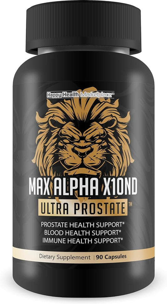 Max Alpha X10ND Ultra Prostate - T Prostate Support for Men - Promote Energy & Endurance - Blood Flow Support for Prostate Health with Vitamin D, Ginseng, Green Tea, & Zinc - Immune Support Benefits