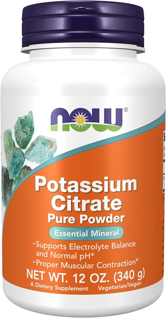 NOW Supplements, Potassium Citrate Powder, Supports Electrolyte Balance and Normal pH*, Essential Mineral, 12-Ounce