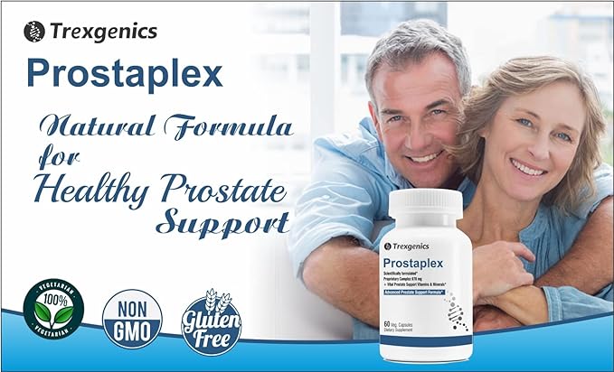 Trexgenics PROSTAPLEX Advanced Prostate Health with beta-sitosterol, Saw Palmetto Stinging Nettle pygeum Pumpkin Turmeric Quercetin lycopene Selenium Vitamin D3 Zinc Boron and K2-7 (60 Veg Capsules)