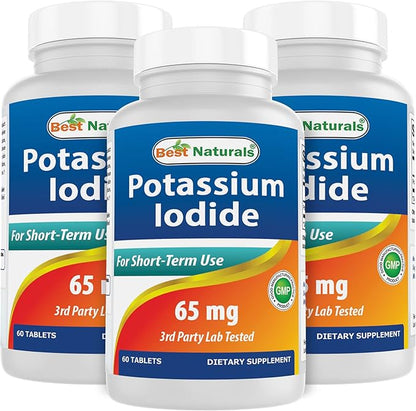 Best Naturals Potassium Iodide 65 mg - Dietary Supplement, 60 Tablets (3 Bottles) (3)