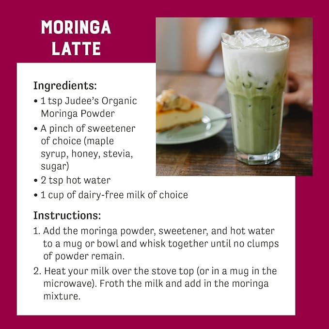 Judee's Organic Moringa Powder 6 oz - Non-GMO - Gluten-Free and Keto-Friendly - Blends Well in Smoothies and Protein Shakes - Mix into Juice, Tea, or Lattes