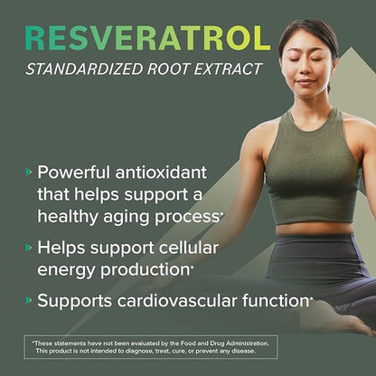 Resveratrol - 98% Pure Trans-Resveratrol from Japanese Knotweed, Highly Purified Antioxidant Supplement with Anti-Aging and Immune Support, 500 mg Per Serving, 1-Month Supply