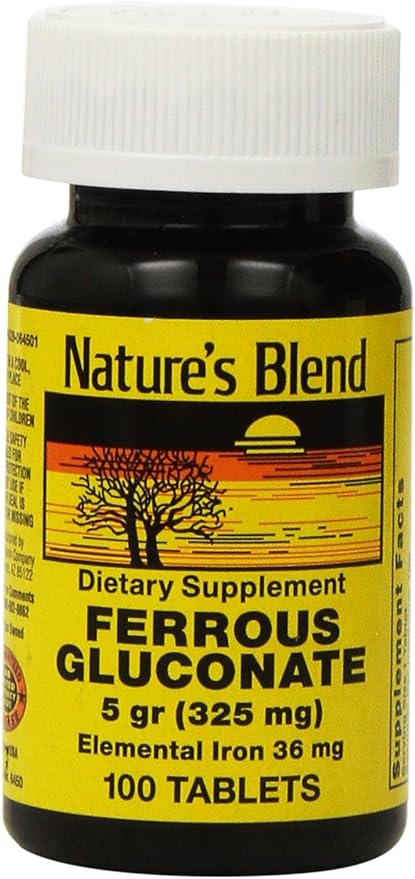 Nature's Blend Ferrous Gluconate Tablets, 100 Count