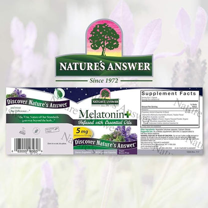 Nature's Answer Melatonin 5mg 60-Capsules | Promotes Restful Sleep | Melatonin + Essential Oils Lavender Calms and Relaxes | Single Count