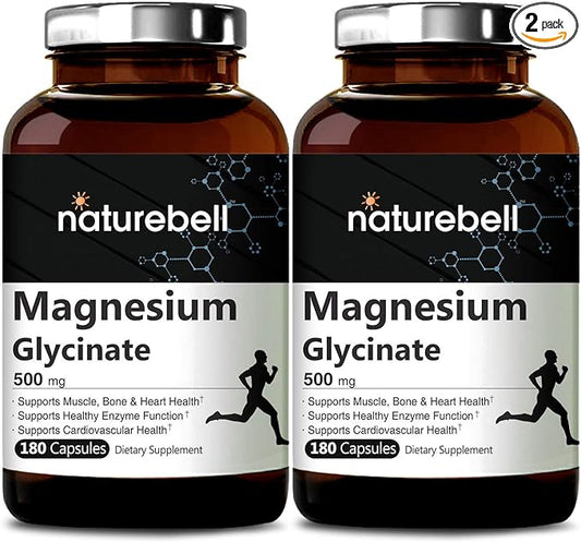 2 Pack Magnesium Glycinate 500mg, 480 Capsules – 100% Chelated for Max Absorption – Bioavailable Mineral Supplement for Muscle, Joint, Enzyme, & Heart Health