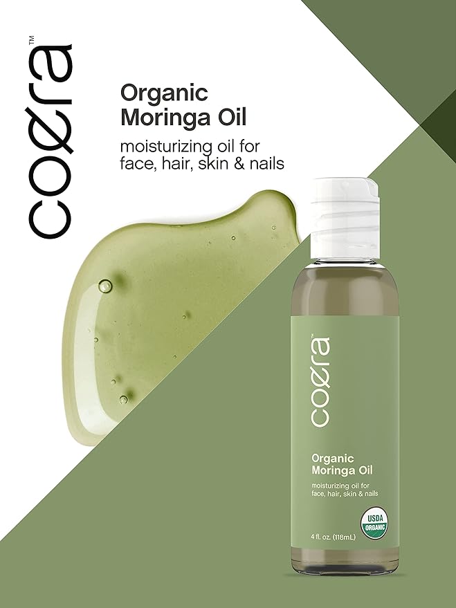 Horbäach Organic Moringa Oil | 4 fl oz | Moisturizing Oil for Face, Hair, Skin and Nails | Paraben Free, Sulfate Free, Non-GMO | Coera