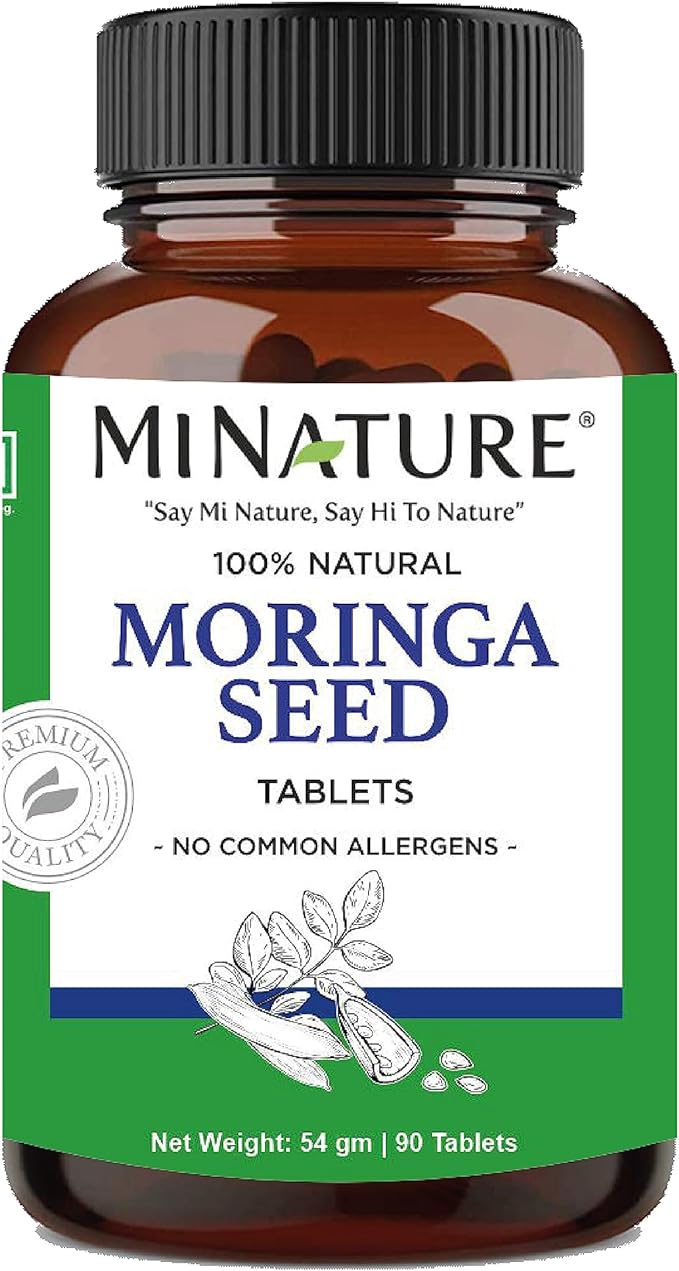 Moringa Seed Tablets by mi Nature | 90 Tablets, 1000 mg| 45 Days Supply| Moringa | Vegan | Moringa Seed | from India