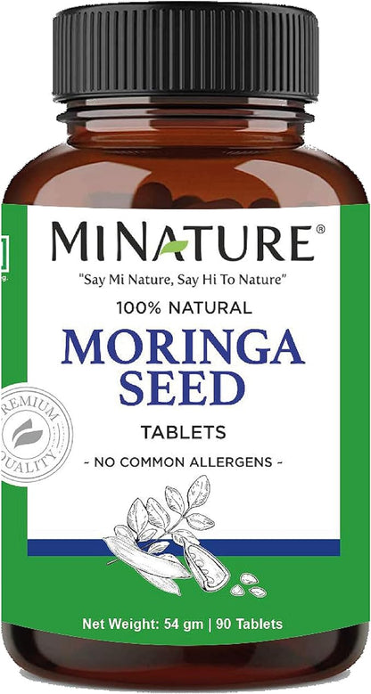 Moringa Seed Tablets by mi Nature | 90 Tablets, 1000 mg| 45 Days Supply| Moringa | Vegan | Moringa Seed | from India