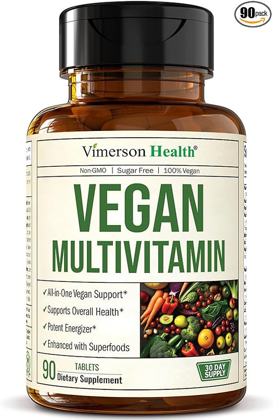 Vegan Multivitamins for Women & Men - Multivitamin & Multimineral Supplements for Energy, Focus and Overall Health. Daily Vegan Vitamins A, C, D, E & B12, Zinc, Calcium, Magnesium & More. 90 Tablets