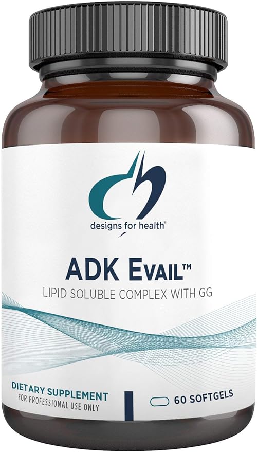 Designs for Health ADK Evail - 5000 IU VIT D3 with Vitamins A, E (Annatto Gamma Delta Tocotrienols), K (K1 + K2) - Fat Soluble Vitamin D Complex - Bone + Immune Support - Non-GMO (60 Softgels)