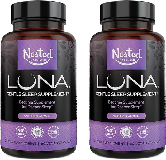 Luna | #1 Bedtime Supplement | Naturally Sourced Ingredients for Easier Bedtime | 60 Vegan Capsules | Herbal Supplement with Melatonin, Valerian Root, Chamomile Non-GMO