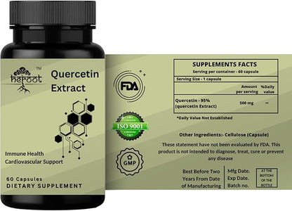 Quercetin Extract Capsules Non-GMO,Gluten-Free, Vegetarian Supports Overall Health Strength Energy (60 capsules)