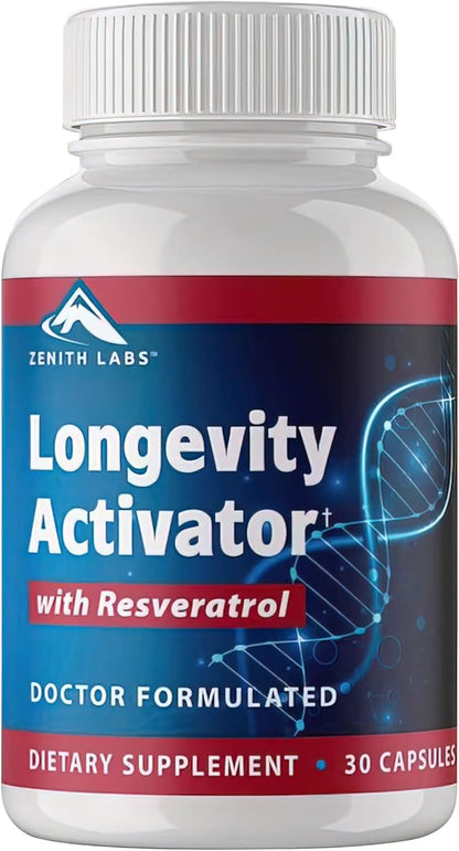 Zenith Labs Longevity Activator Anti-Aging Supplement Dietary Supplement, Natural Antioxidants with Resveratrol - Supports Immune Function and Healthy Memory