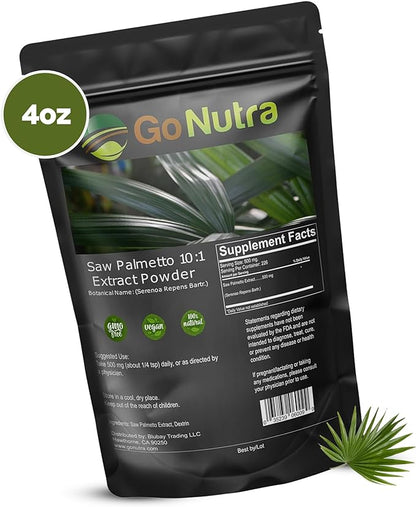 Go Nutra Saw Palmetto Extract Powder Potent 10:1 Strength | 4 oz. Saw Palmetto Supplement Saw Palmetto Powder