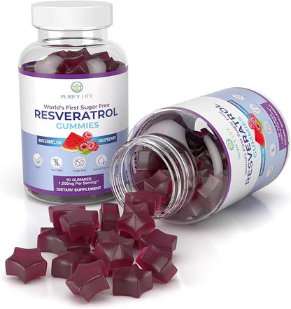 Purify Life Sugar-Free Resveratrol Gummies - Potent 1500mg Resveratrol Supplement to Support Digestive & Immune Health - Resveratrol Supplement for Antioxidant Support, Cell Regenerator & Repair