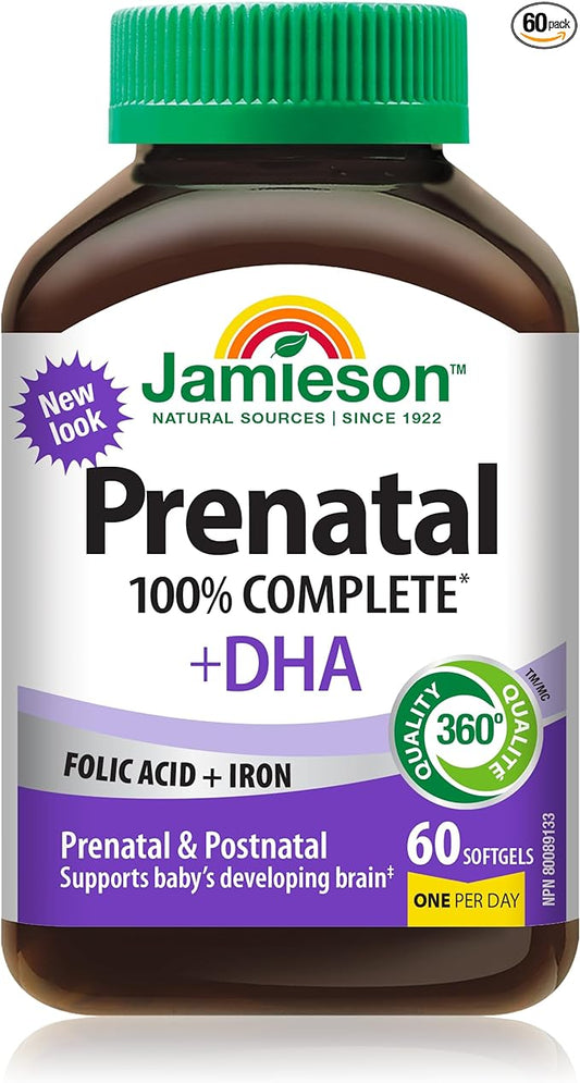 Jamieson PRENATAL Complete Multivitamin with DHA Supplement 60 Softgels