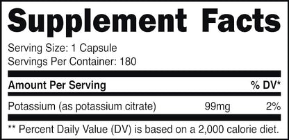 Bucked Up Potassium Citrate 99mg Per Serving, Bucked Up Essentials (180 Servings, 180 Capsules)