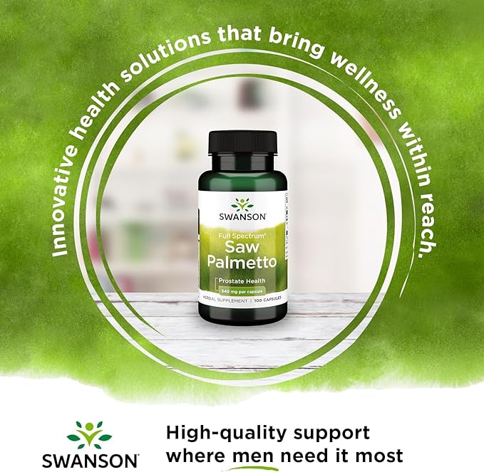 Swanson Saw Palmetto - Herbal Supplement Promoting Male Prostate Health Support - Natural Hair Supplement & Urinary Health Support - 540 mg 100 Capsules (4 Pack)