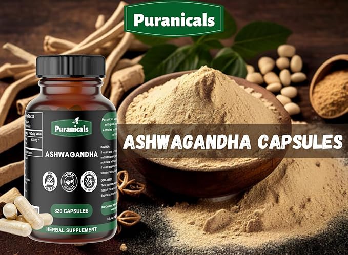 Ashwagandha Premium 320 Capsules Non GMO and Gluten Free | Herbal Supplement | 500 mg Per Serving | Made with 100% Pure Herb Ashwagandha Powder