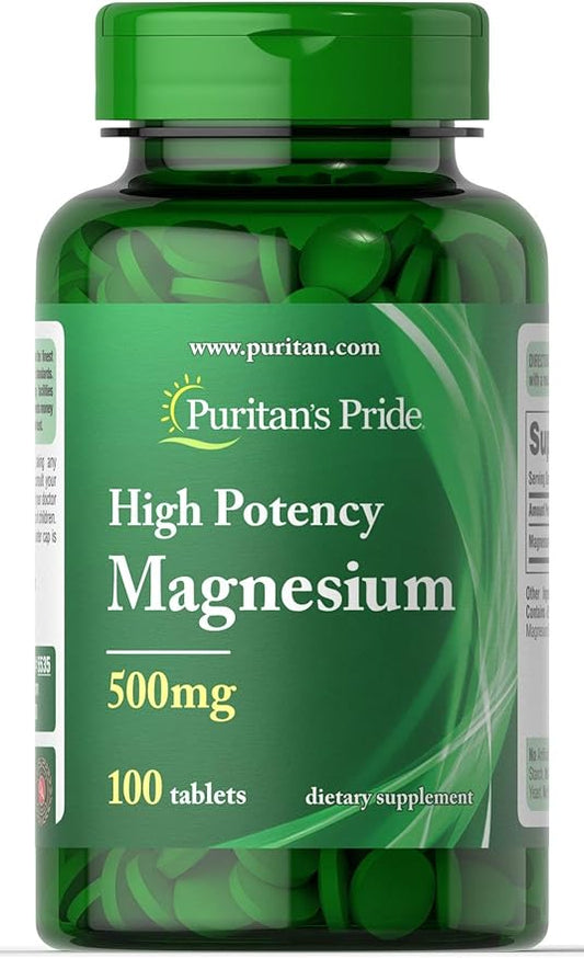 Puritan's Pride High Potency Magnesium Tablets, 500 mg, 100 Count