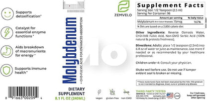 Liquid Ionic Molybdenum | 96 Day Supply | Trace Mineral | Body Disposition | Energy Support | Restful Sleep