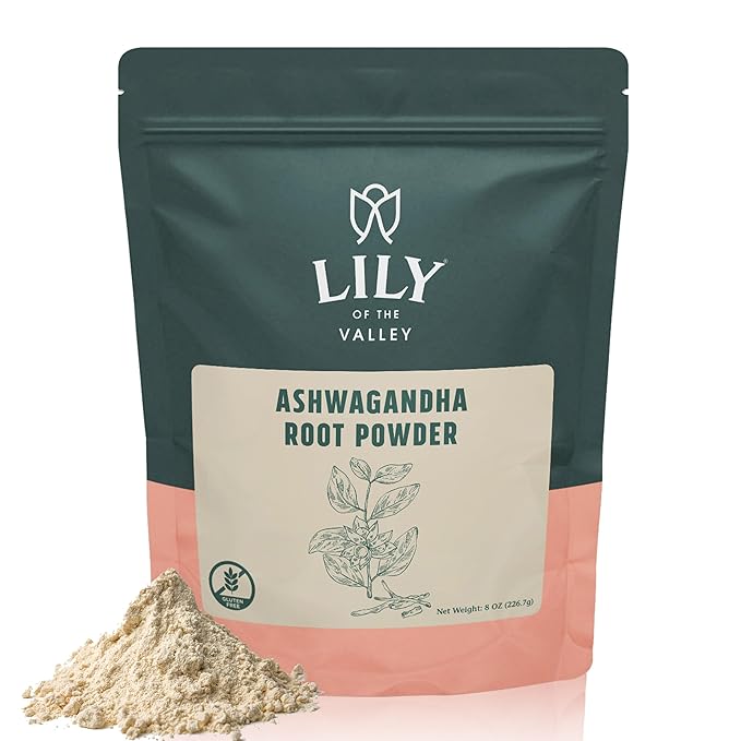 LILY OF THE VALLEY Ashwagandha Root Powder - Withania Somnifera - Sourced from India - No Filler No Additives - Indian Ginseng - Vegan & Gluten Free - Packed in Resealable Pouch (8oz, 226g)