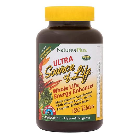 NaturesPlus Ultra Source of Life Multivitamin - 180 Tablets - Supports Immune Health, Energy & Overall Well-Being - with Lutein & Vitamin D3 - Vegetarian & Gluten Free - 60 Servings