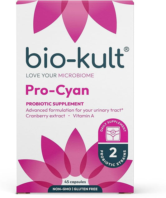 Bio-Kult Pro Cyan - 45 Capsules, Probiotics for Women, Probiotic Targeting Urinary Tract, with Cranberry Extract and Vitamin A, Lactobacillus acidophilus, Lactobacillus plantarum