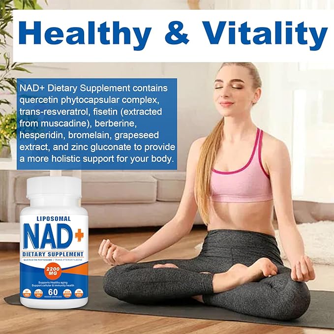 2200mg Liposomal Nad+Supplement,Nad Supplement with Resveratrol+Berberine,Nicotinamide Adenine Dinucleotide,Enhances Mitochondrial Function Old, Contributes to Heart Health, Anti-Aging 60 Capsules(3)