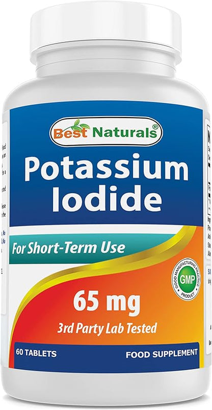 Best Naturals Potassium Iodide 65 mg - Dietary Supplement, 60 Tablets (60 Count (Pack of 1)) (1)