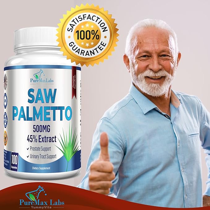 Extra Strength Saw Palmetto - 45% Extract Prostate Supplement, Decrease Frequent Urination, DHT Blocker for Hair Growth, Non-GMO, 100 Capsules