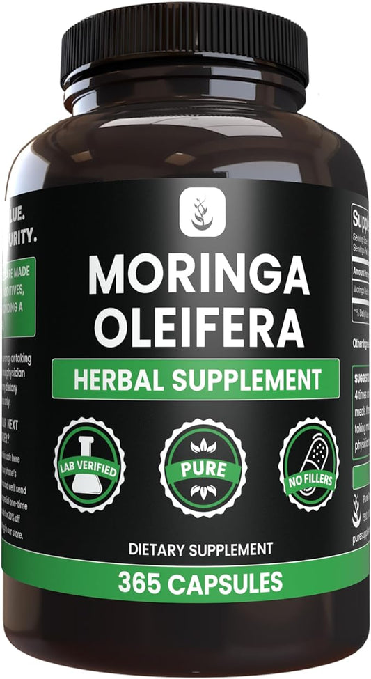 Pure Original Ingredients Moringa (365 Capsules) No Magnesium Or Rice Fillers, Always Pure, Lab Verified