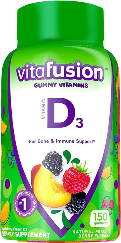 Vitafusion Probiotic Gummy Supplements, Raspberry, Peach and Mango Flavors & Vitamin D3 Gummy Vitamins for Bone and Immune System Support