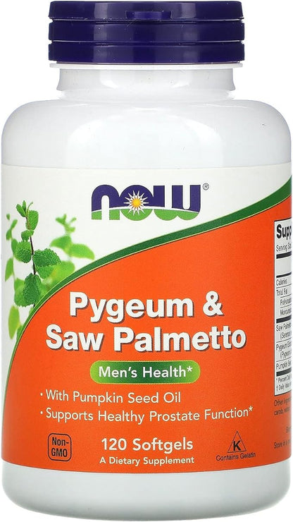 NOW Supplements, Pygeum & Saw Palmetto with Pumpkin Seed Oil, Men's Health*, 120 Count(Pack of 1)