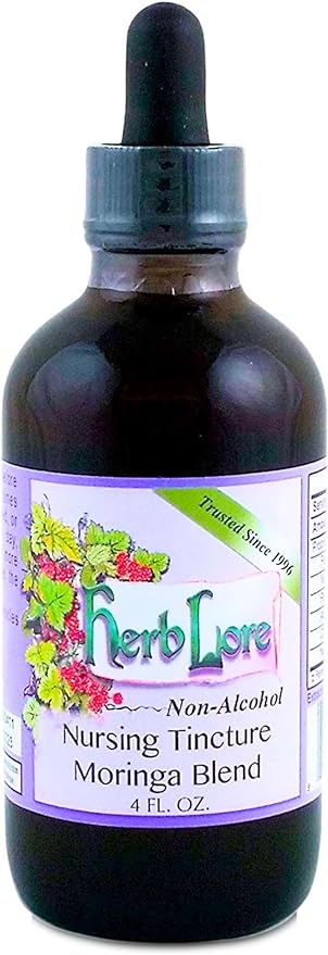 Herb Lore Nursing Tincture Moringa Blend - 4 fl oz - Liquid Lactation Support Supplement for Breastfeeding Mothers - Fenugreek Free Drops to Increase Breast Milk Supply - Breastmilk Production Booster